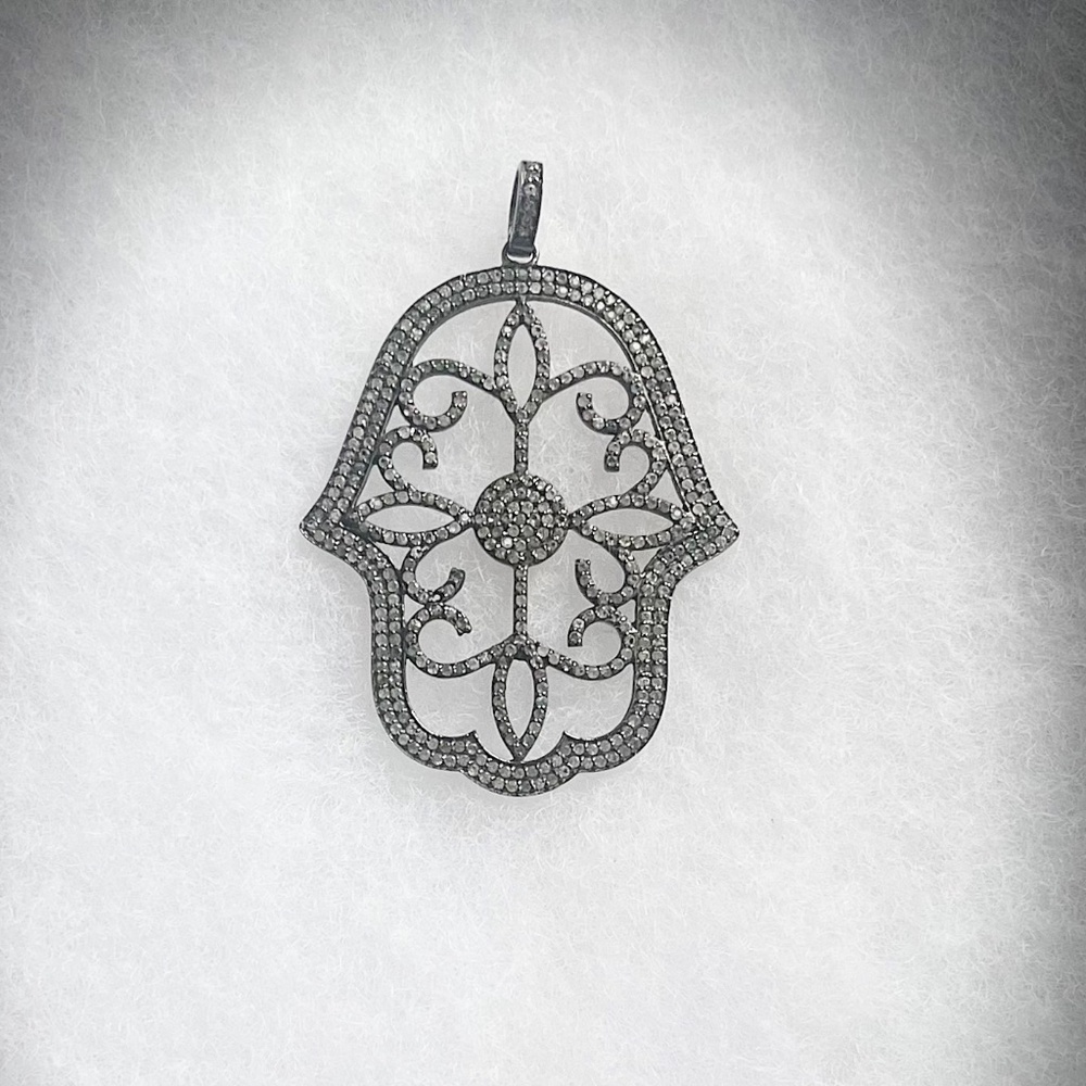 Margo Morrison Silver and Tourmaline Hamsa Charm - Picture 2 of 8